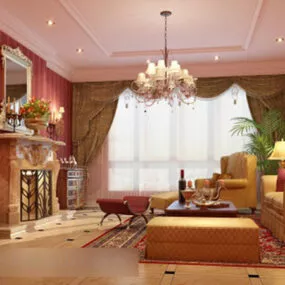 European Background Wall Interior 3d model