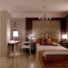 European Style Bedroom Decor 3d model