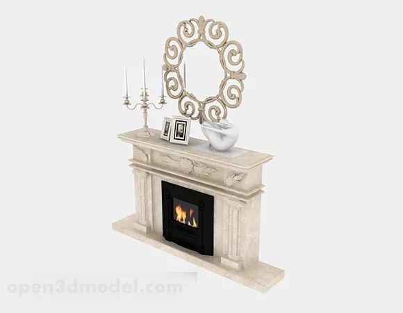 Wooden Fireplace Mantel 3d model