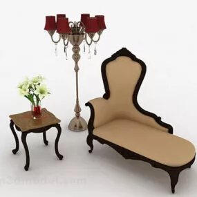 European Beige Lounge Sofa 3d model