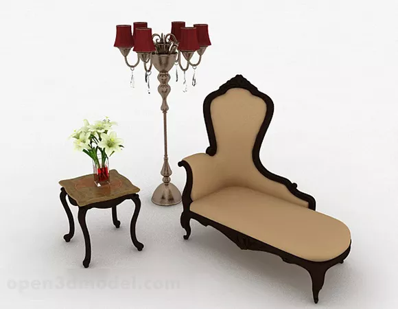 European Beige Lounge Sofa 3d model European Beige Lounge Sofa 3d model