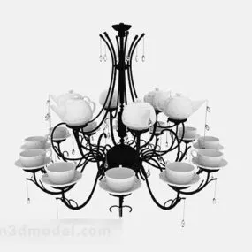 European Black And White Home Chandelier 3d model