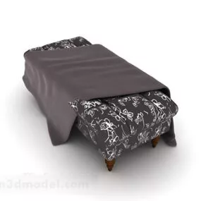 European Black White Pattern Sofa Stool 3d model