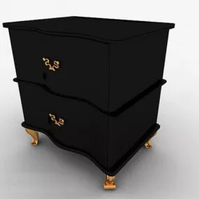 European Black Bedside Table Design 3d model