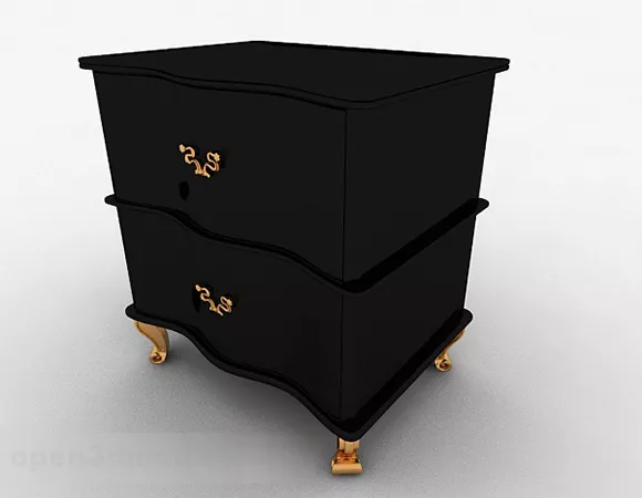 European Black Bedside Table Design 3d model European Black Bedside Table Design 3d model