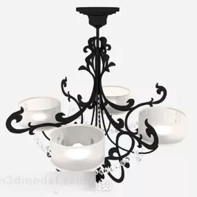European Black Metal Chandelier 3d model