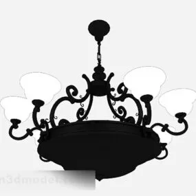 European Black Metal Conical Chandelier 3d model