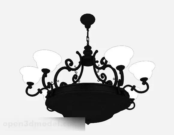 European Black Metal Conical Chandelier 3d model European Black Metal Conical Chandelier 3d model