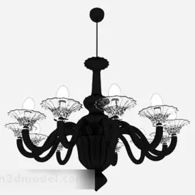 European Black Metal Cylindrical Chandelier 3d model