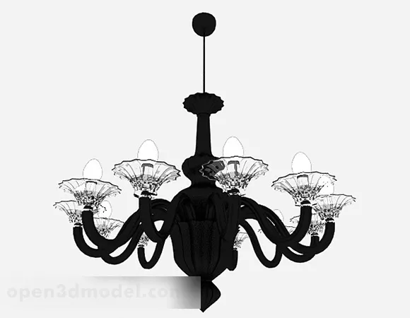 European Black Metal Cylindrical Chandelier 3d model European Black Metal Cylindrical Chandelier 3d model