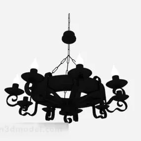 European Black Metal Shape Chandelier 3d model