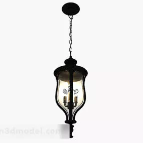 European Black Outdoor Chandelier 3d model