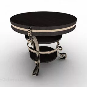 European Black Round Dining Table 3d model