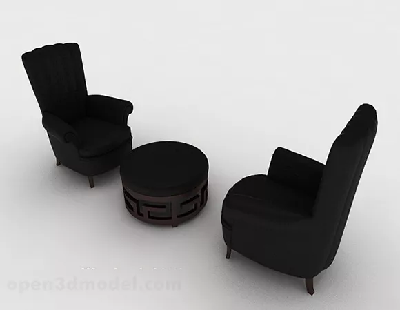 European Black Table And Chair 3d model European Black Table And Chair 3d model