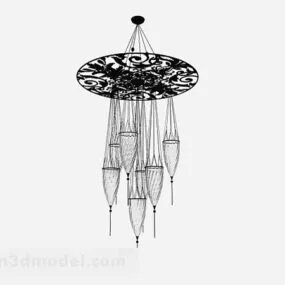 European Black Wine Glass Chandelier 3d model