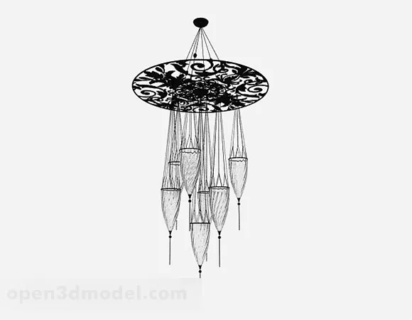 European Black Wine Glass Chandelier 3d model European Black Wine Glass Chandelier 3d model