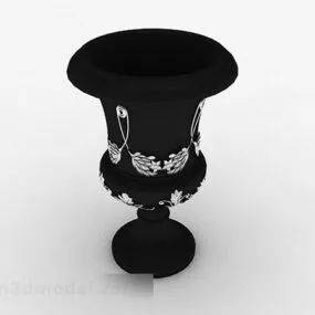 European Black Wine Set 3d model