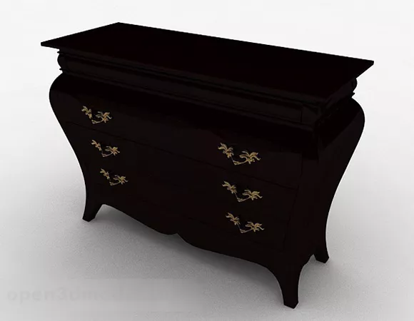 European Black Wooden Living Room Locker 3d model European Black Wooden Living Room Locker 3d model