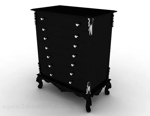 European Black Wooden Office Cabinet 3d model European Black Wooden Office Cabinet 3d model