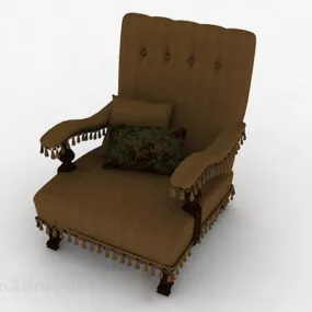 European Brown Fabric Home Chair 3d model