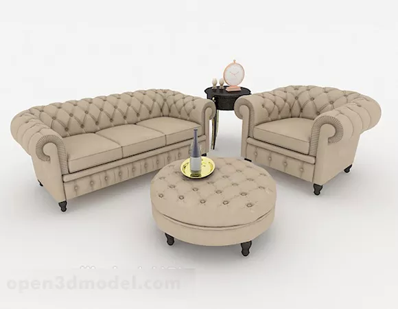 European Brown Home Simple Sofa 3d model European Brown Home Simple Sofa 3d model