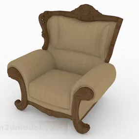 European Style Brown Single Sofa 3d model