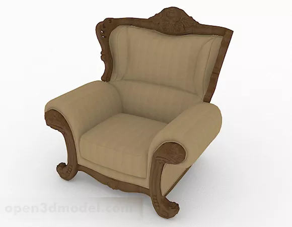 European Style Brown Single Sofa 3d model European Style Brown Single Sofa 3d model