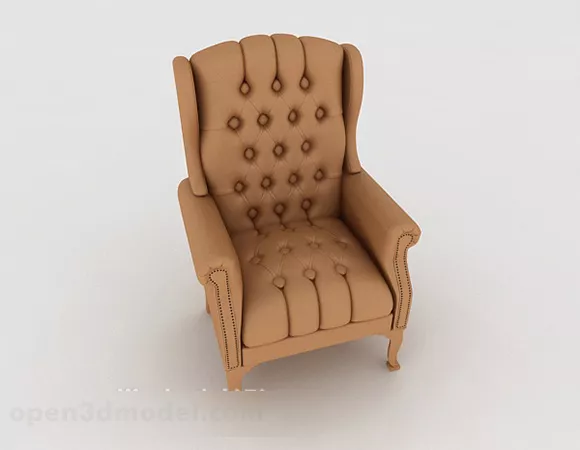 European Brown Home Wooden Single Sofa 3d model European Brown Home Wooden Single Sofa 3d model