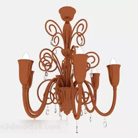 Brown Metal Candlestick Crystal Chandelier 3d model