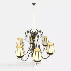 European Brown Metal Crystal Chandelier 3d model