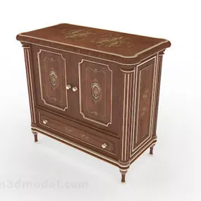 European Brown Retro Hall Cabinet 3d model
