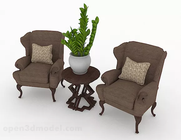 Brown Single Sofa Combination Furniture 3d model Brown Single Sofa Combination Furniture 3d model