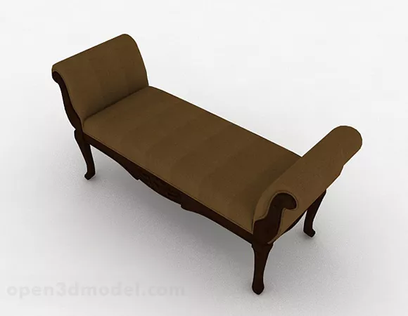 European Brown Sofa Bench Furniture 3d model European Brown Sofa Bench Furniture 3d model
