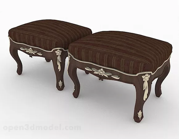 European Brown Stool Combination 3d model European Brown Stool Combination 3d model