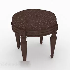 European Brown Wooden Stool 3d model