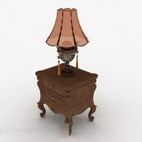 European Brown Wooden Tea Table 3d model