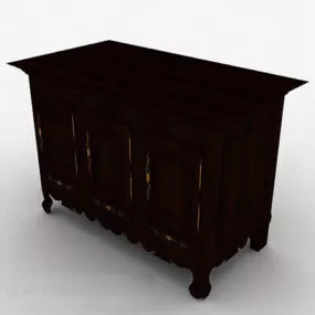 European Carved Wooden Single Layer Locker 3d model