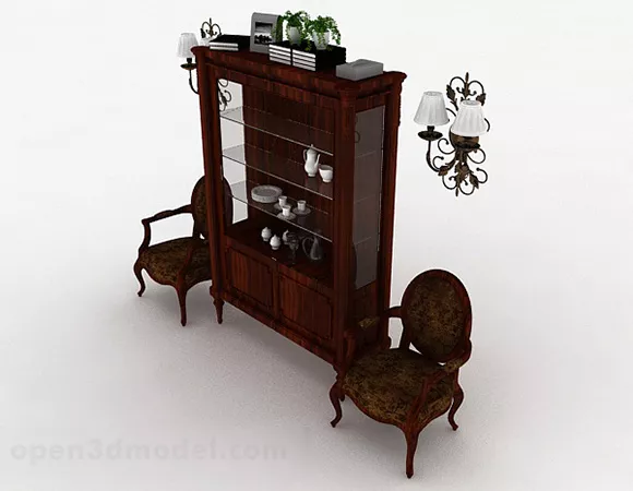 European Classical Wooden Display Cabinet 3d model European Classical Wooden Display Cabinet 3d model