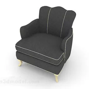 European Dark Blue Single Sofa 3d model