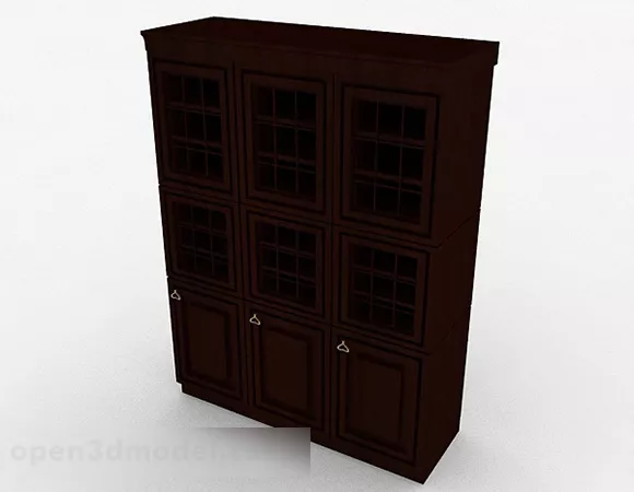 European Dark Brown Multi-door Display Cabinet 3d model European Dark Brown Multi-door Display Cabinet 3d model