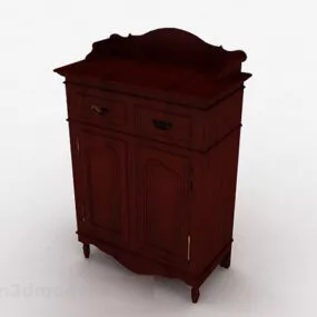 European Date Red Double Door Locker 3d model
