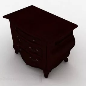 European Wooden Curved Storage Cabinet 3d model
