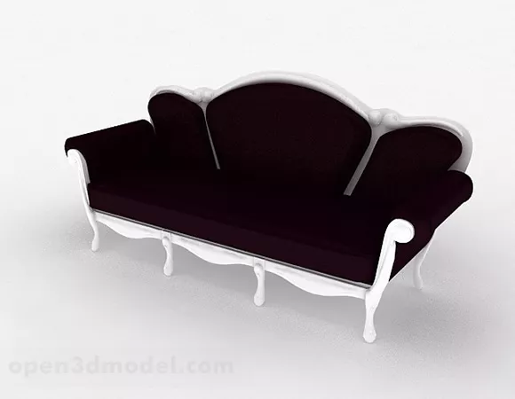 European Deep Purple Double Sofa Furniture 3d model European Deep Purple Double Sofa Furniture 3d model