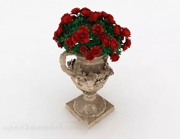 European Rose Flower Classic Vase 3d model European Rose Flower Classic Vase 3d model