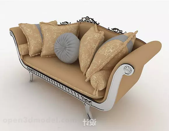 European Fine Retro Brown Double Sofa 3d model European Fine Retro Brown Double Sofa 3d model