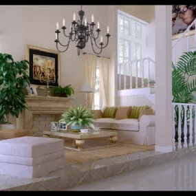 European Fireplace Interior 3d model