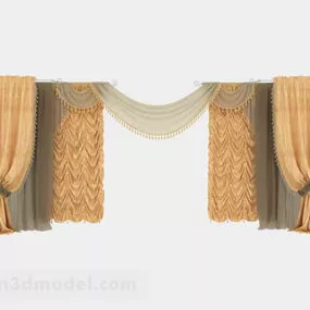 European Gorgeous Yellow Curtain 3d model