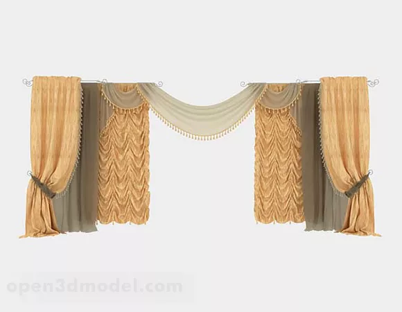 European Gorgeous Yellow Curtain 3d model European Gorgeous Yellow Curtain 3d model