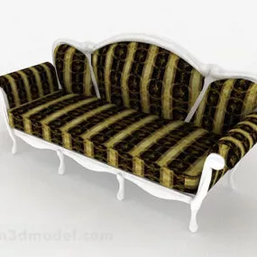 European Green Double Sofa Design 3d model