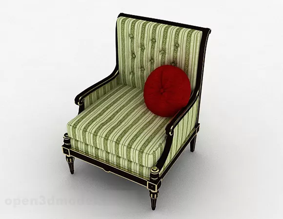 European Green Striped Single Sofa 3d model European Green Striped Single Sofa 3d model